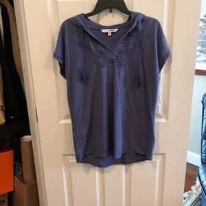 Sonoma Denim Blue Raw Edge SS Hoodie Size Large